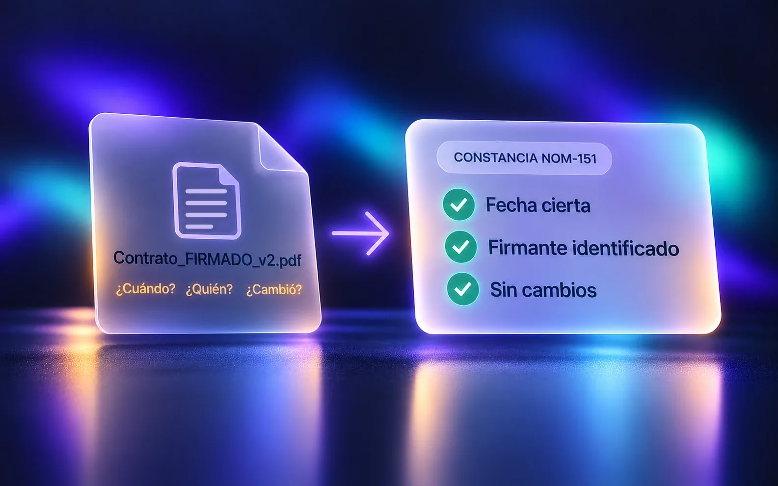 Un PDF suelto no prueba cuándo, quién ni si cambió; la constancia NOM-151 da fecha cierta, firmante identificado y prueba de que no hubo cambios